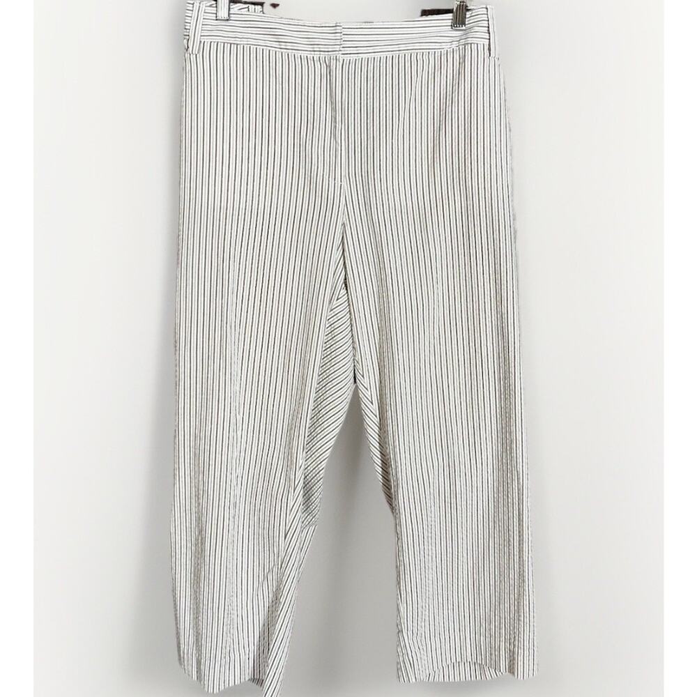 Lands’ End Cropped Pants Capris Sz 26W Mid Rise Slim Leg Costal Preppy Stripe